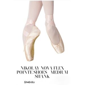 Nikolay Nova Flex Pointe Shoes Medium Shank 3.5 XX Peach Satin 0524/2N Kids
